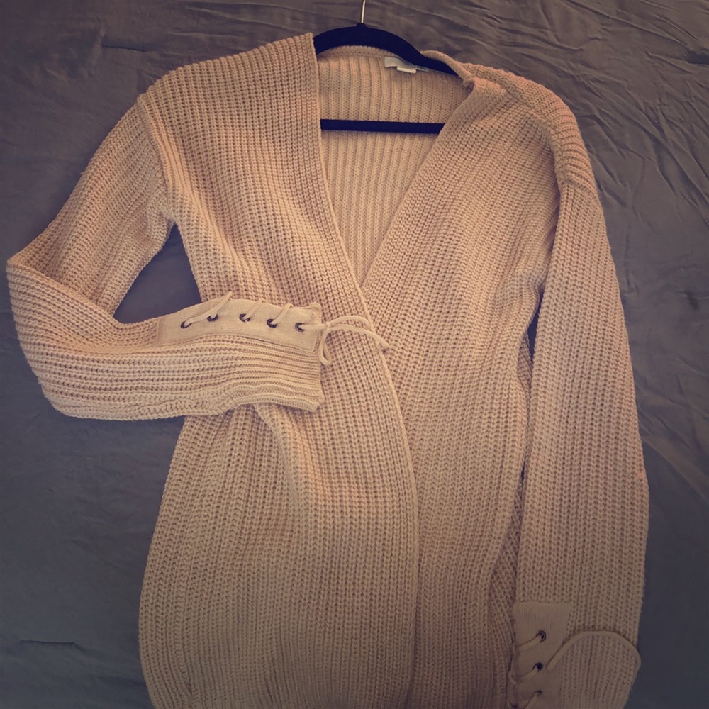 Beige/Pink Sweater, Cardigan, Cozy